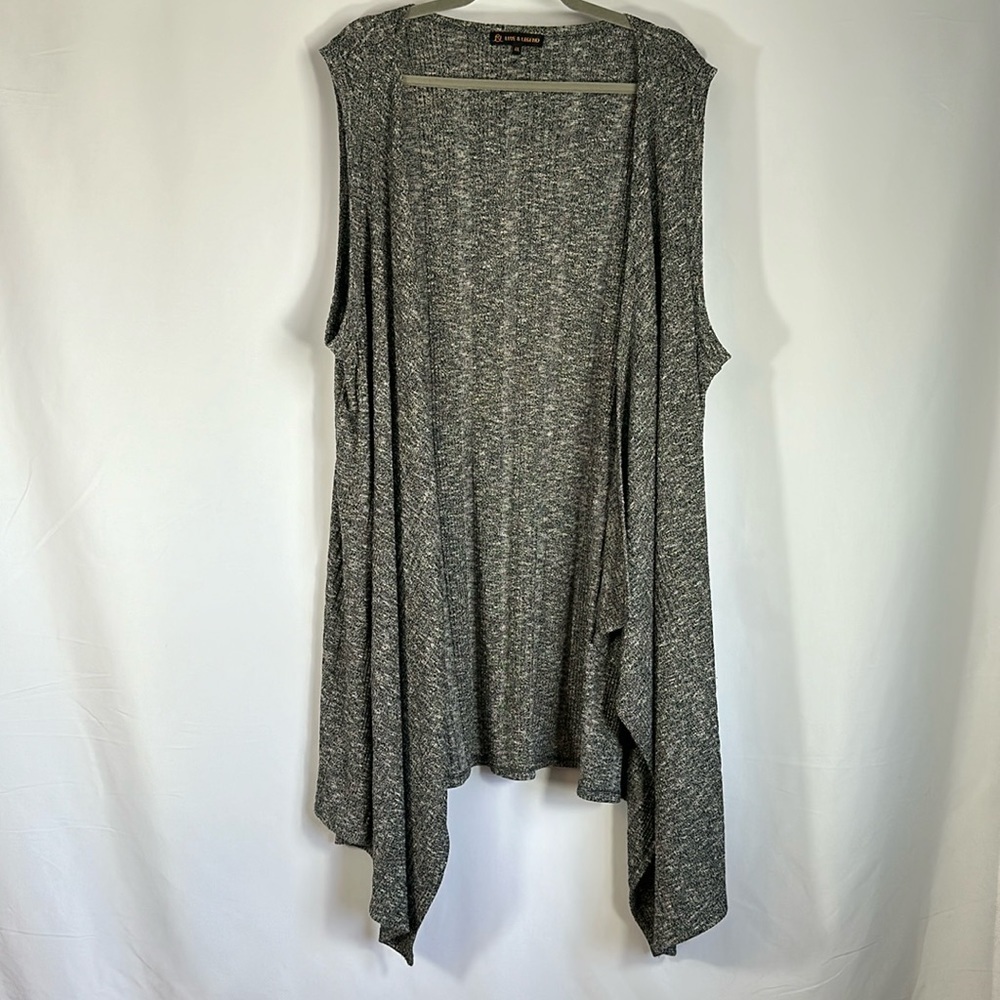 Love & Legend Heather Grey Sleeveless Asymmetrical Wrap Cardigan